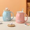 Spooky Creative Starry Sky Ceramic Mug – Cute 3D Cat Design with Lid & Spoon, Perfect for Office, Breakfast, & Gifts – Available in Blue – 420ml
